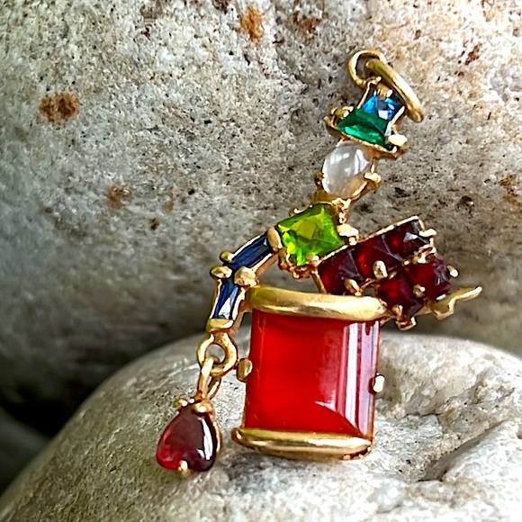 Vintage Jewelry - 14k good emerald and ruby vintage charm